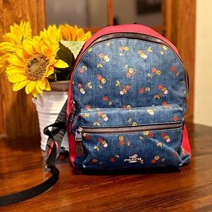 DENIM AND CHERRY COACH BACKPACK